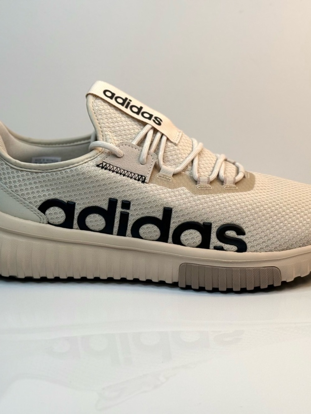 Adidas Kaptir 4.0 Cloudfoam NEW Cream Knit Slip-On Sneaker with Black Logo